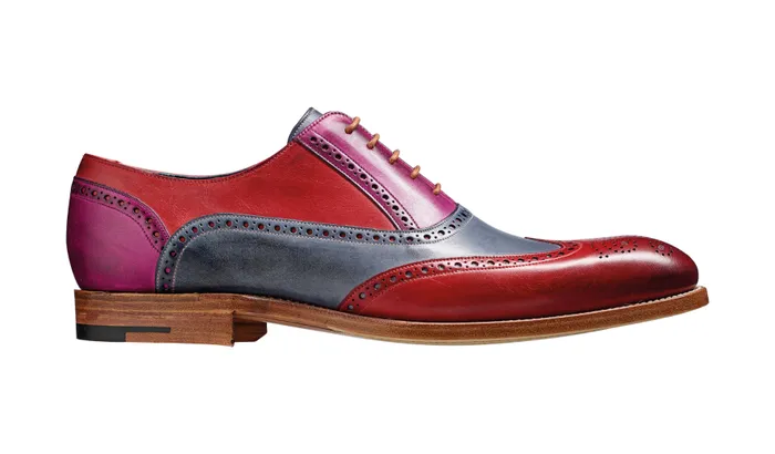 Valiant Multi 8211 Red Grey Purple Hand Painted Men Barker Shoes Mens Oxfords
