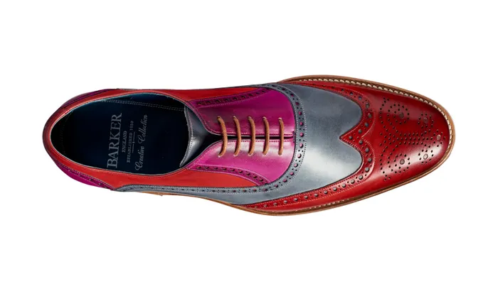 Valiant Multi 8211 Red Grey Purple Hand Painted Men Barker Shoes Mens Oxfords