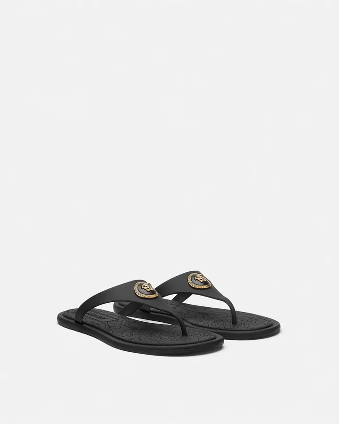 Versace Alia Women Alia Flat Rubber Sandals Blackgold