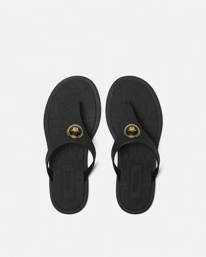 Versace Alia Women Alia Flat Rubber Sandals Blackgold