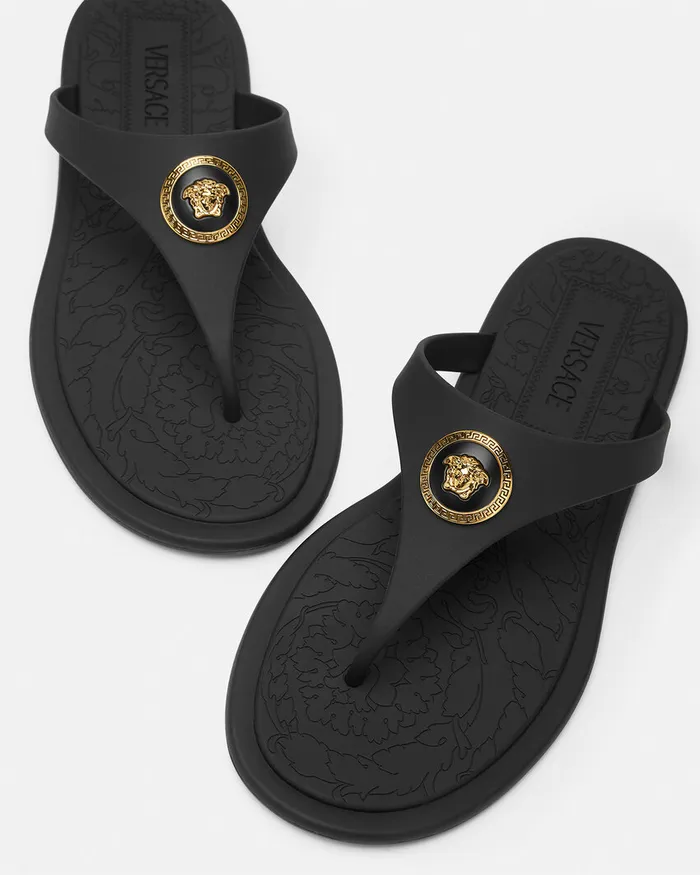 Versace Alia Women Alia Flat Rubber Sandals Blackgold