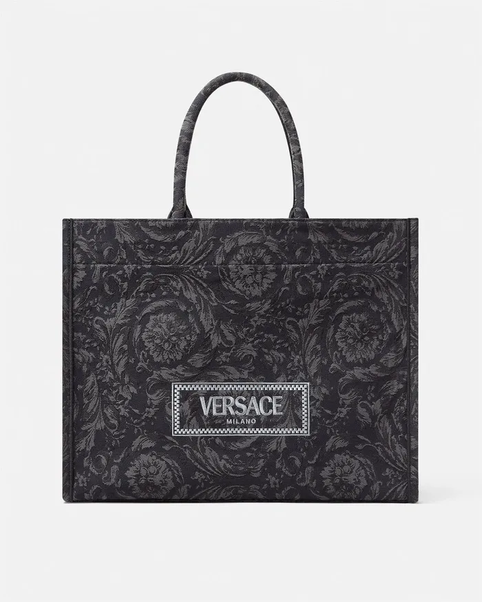 Versace Athena MenWomen Barocco Athena Large Tote Bag Blackprint