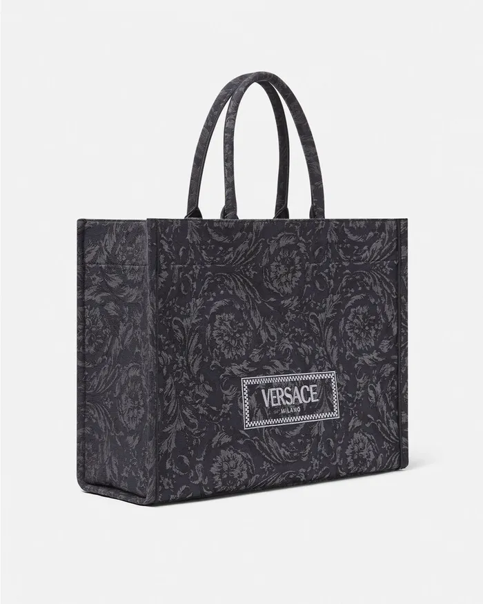 Versace Athena MenWomen Barocco Athena Large Tote Bag Blackprint