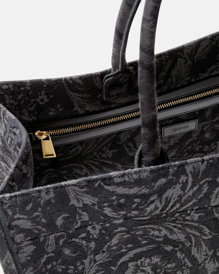 Versace Athena MenWomen Barocco Athena Large Tote Bag Blackprint