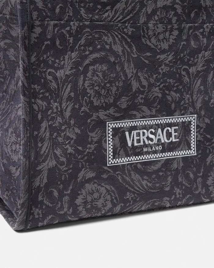 Versace Athena MenWomen Barocco Athena Large Tote Bag Blackprint