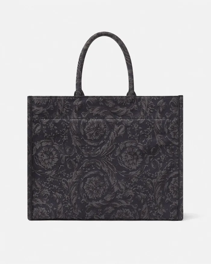 Versace Athena MenWomen Barocco Athena Large Tote Bag Blackprint