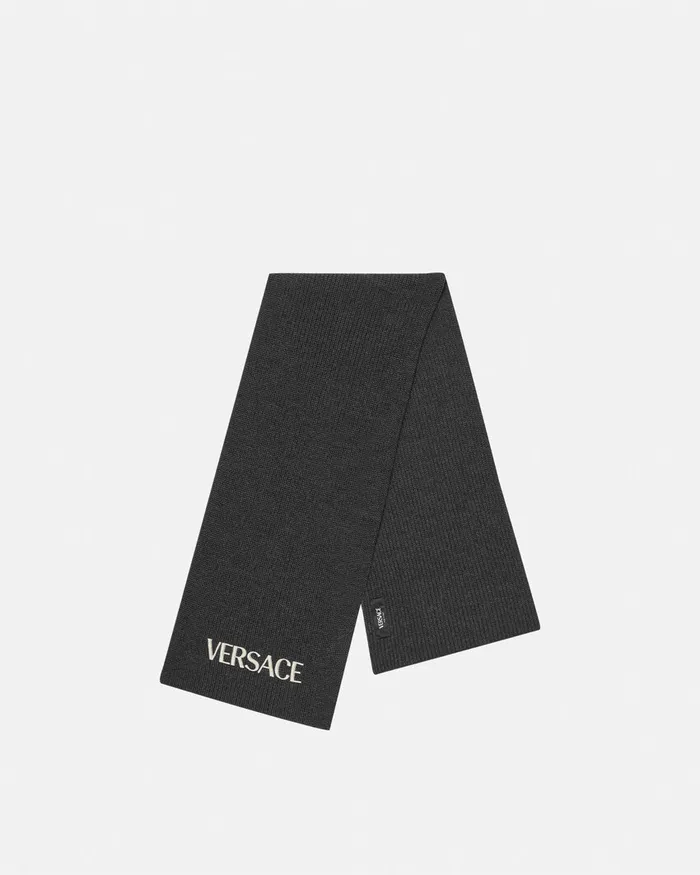 Versace Bags and Accessories Kids Logo Knit Scarf Gray