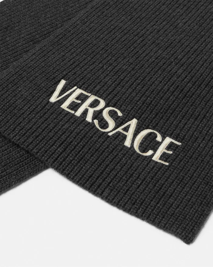 Versace Bags and Accessories Kids Logo Knit Scarf Gray