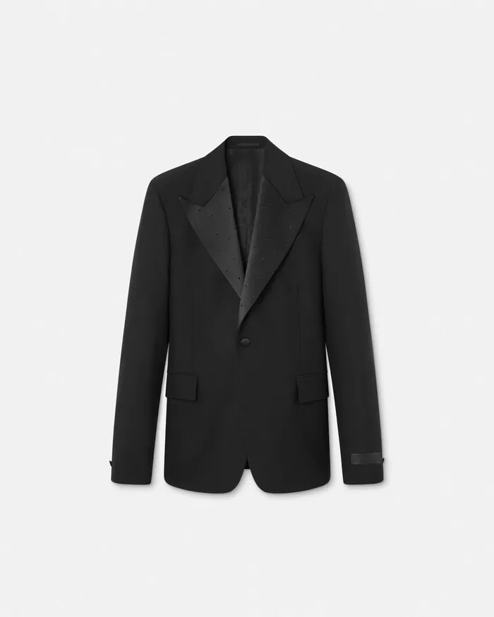 Versace Blazers and Suits Men Crystal MohairBlend SingleBreasted Blazer Black