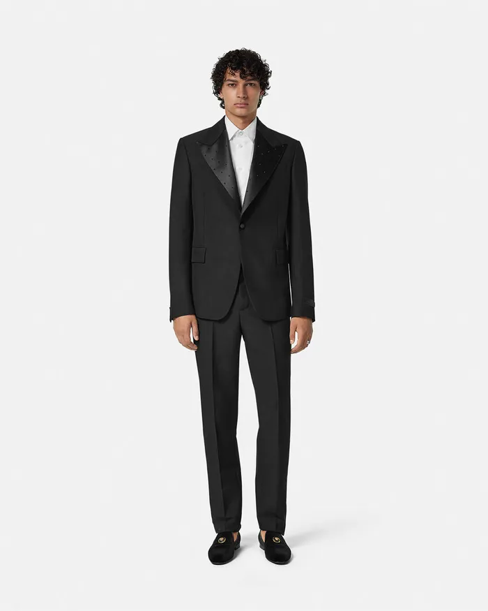 Versace Blazers and Suits Men Crystal MohairBlend SingleBreasted Blazer Black