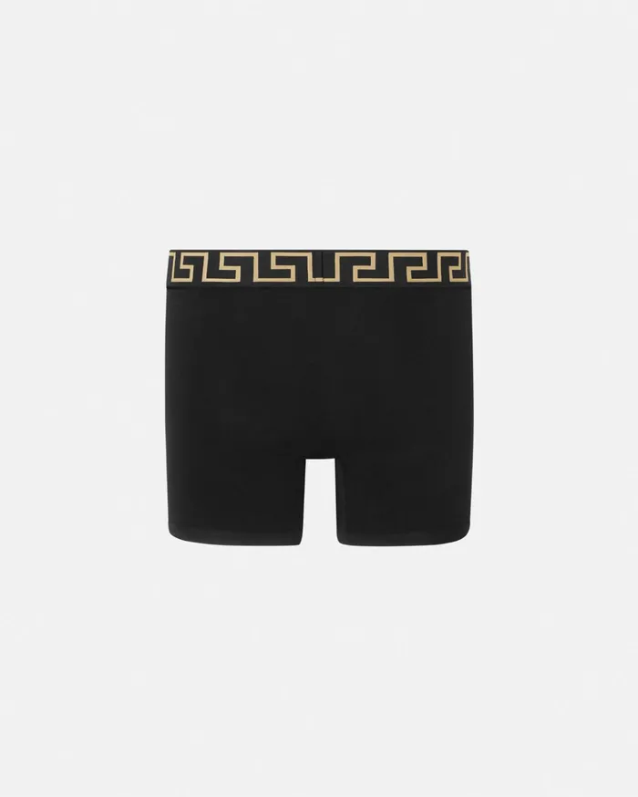 Versace Boxers Men Greca Border Long Trunks Black