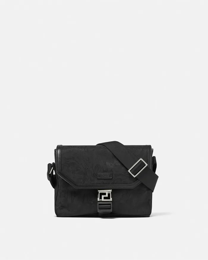 Versace Crossbody and Messengers Men Neo Nylon Jacquard Messenger Bag Black