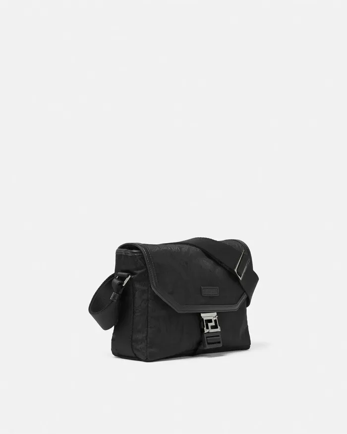 Versace Crossbody and Messengers Men Neo Nylon Jacquard Messenger Bag Black