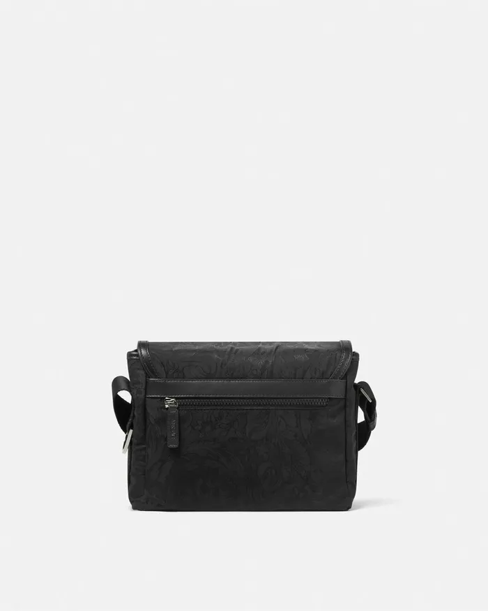 Versace Crossbody and Messengers Men Neo Nylon Jacquard Messenger Bag Black