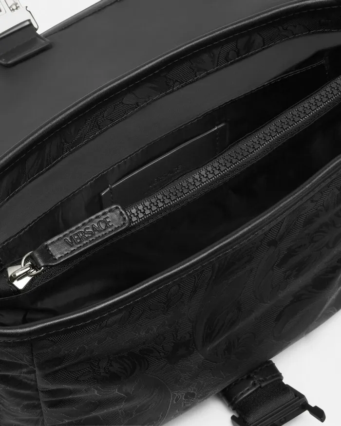 Versace Crossbody and Messengers Men Neo Nylon Jacquard Messenger Bag Black