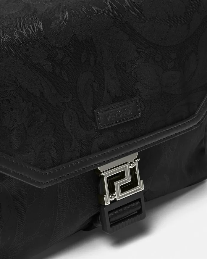 Versace Crossbody and Messengers Men Neo Nylon Jacquard Messenger Bag Black