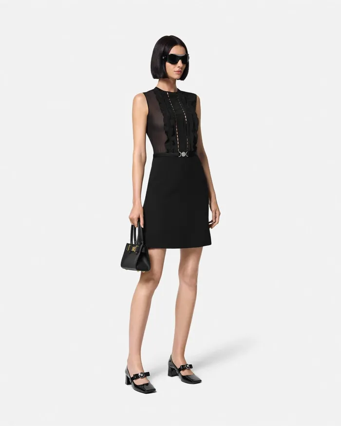 Versace Dresses Women ALine Silk Georgette Mini Dress Black