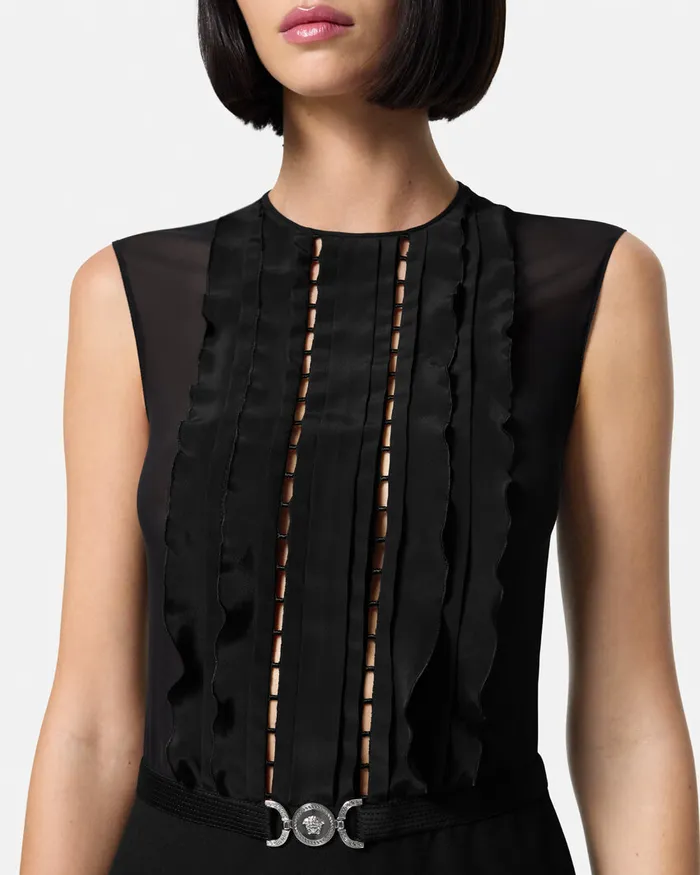 Versace Dresses Women ALine Silk Georgette Mini Dress Black