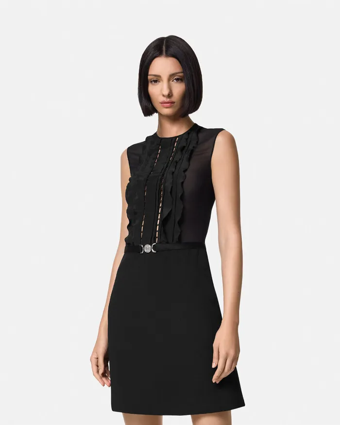 Versace Dresses Women ALine Silk Georgette Mini Dress Black