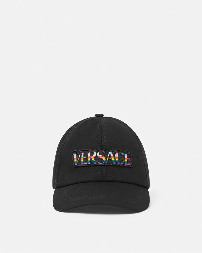 Versace Hats and Caps WomenMen Pride Embroidered Logo Baseball Cap Black