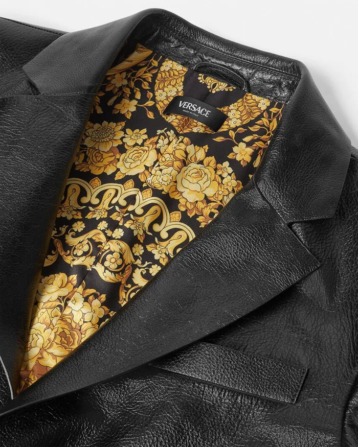 Versace Jackets and Coats Men Leather Blazer Black