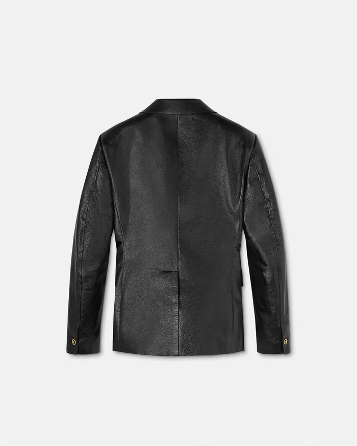 Versace Jackets and Coats Men Leather Blazer Black