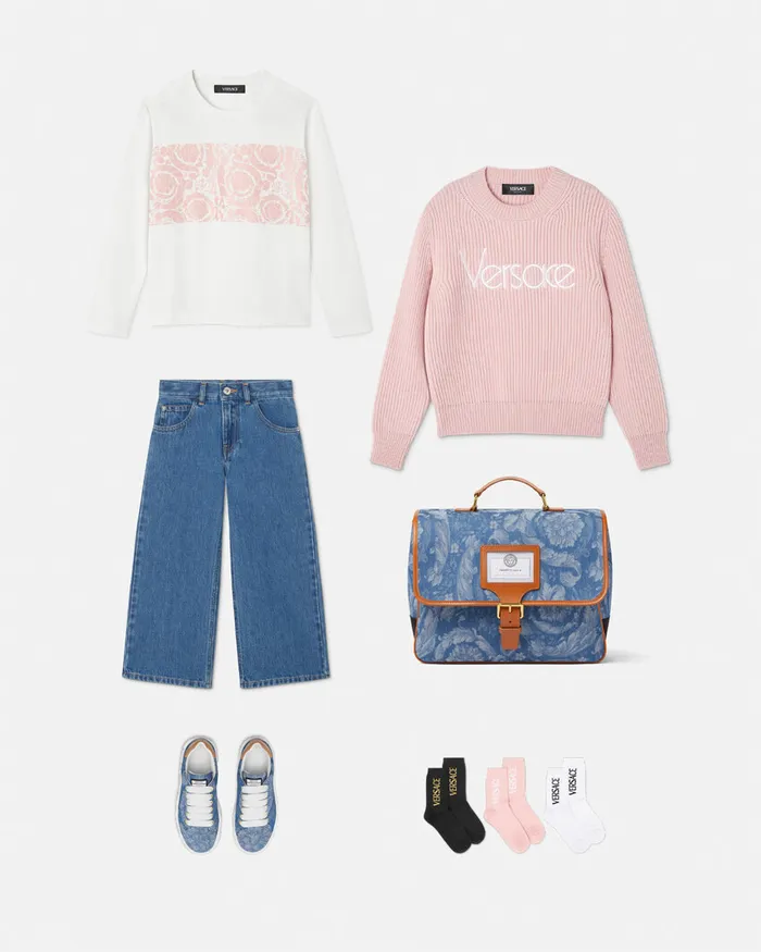 Versace Knitwear and Sweatshirts Kids 1978 ReEdition Logo Sweater Light Pink