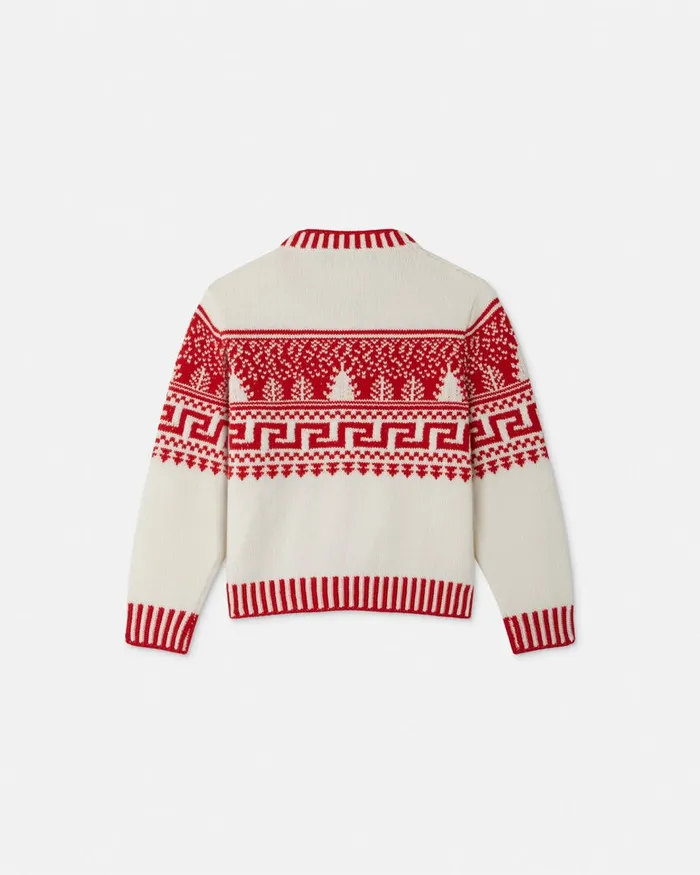 Versace Knitwear and Sweatshirts Kids Fair Isle Jacquard Knit Cardigan White