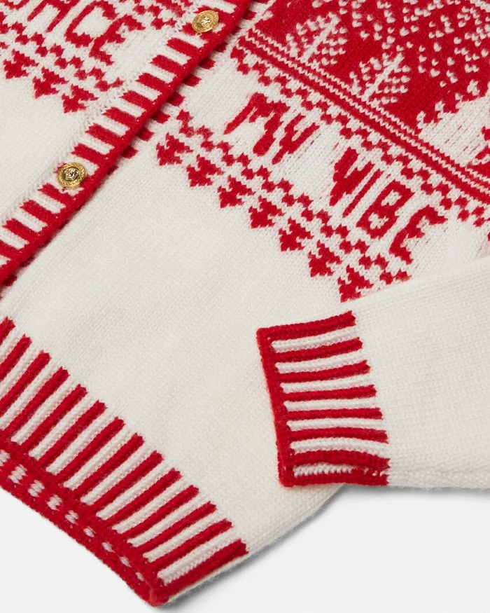 Versace Knitwear and Sweatshirts Kids Fair Isle Jacquard Knit Cardigan White