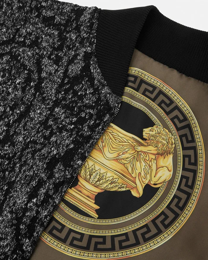 Versace Knitwear Men La Coupe Des Dieux Reversible Bomber Jacket Blacksilver