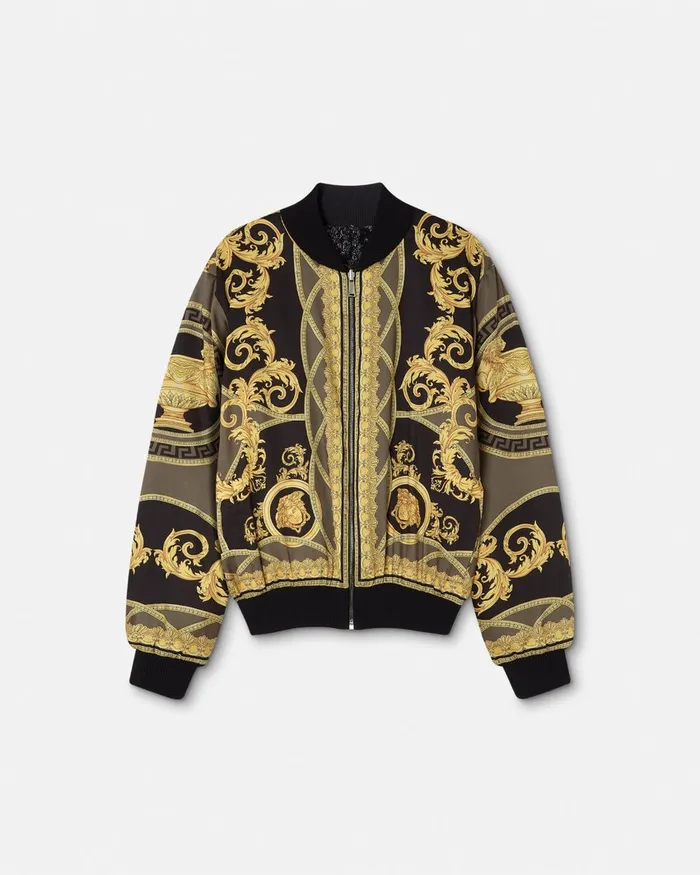Versace Knitwear Men La Coupe Des Dieux Reversible Bomber Jacket Blacksilver