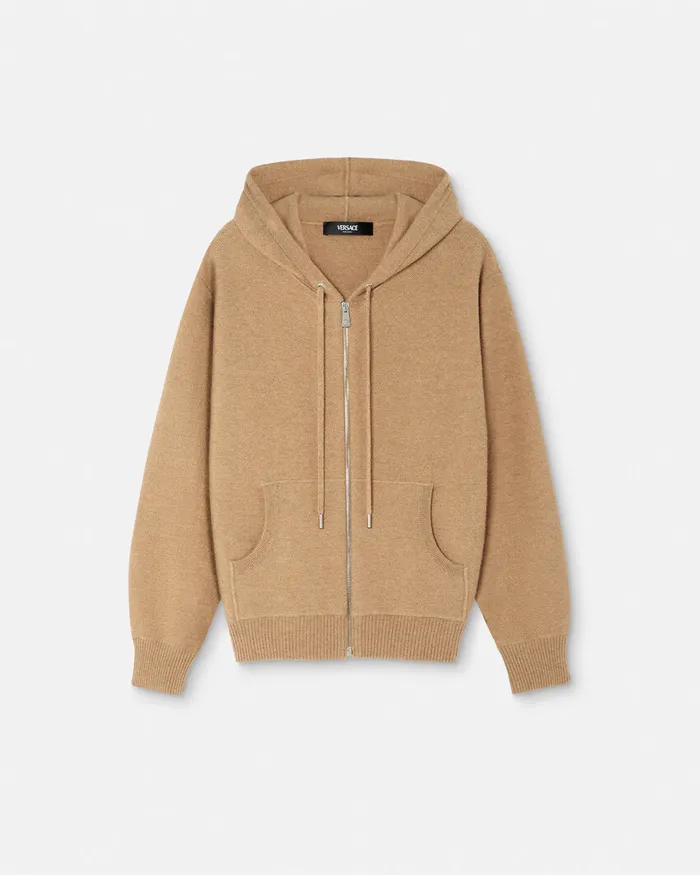 Versace Knitwear Women Medusa Towel Zip Hoodie Beige