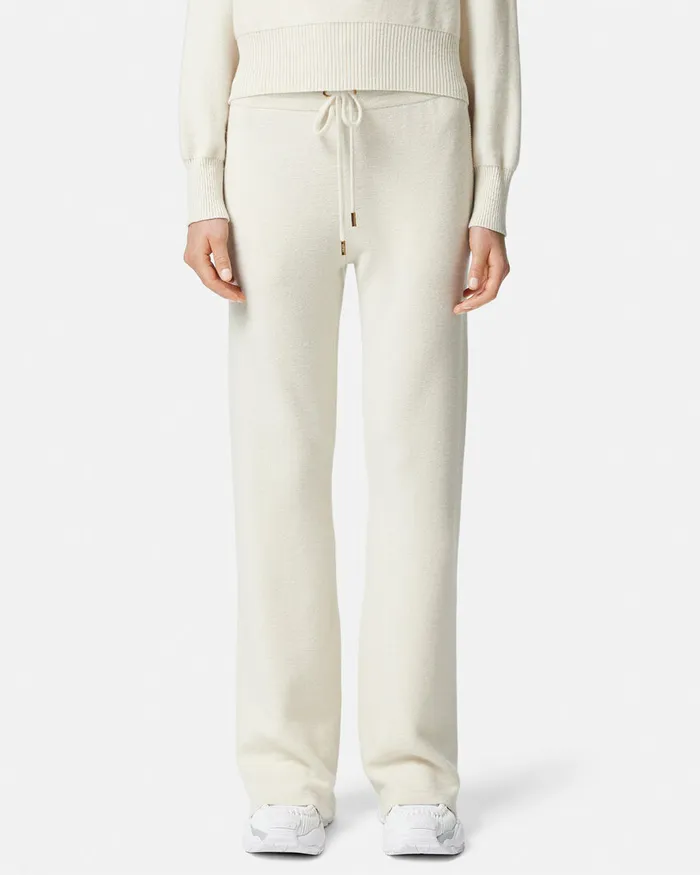 Versace Knitwear Women WoolBlend Flared Towel Pants White