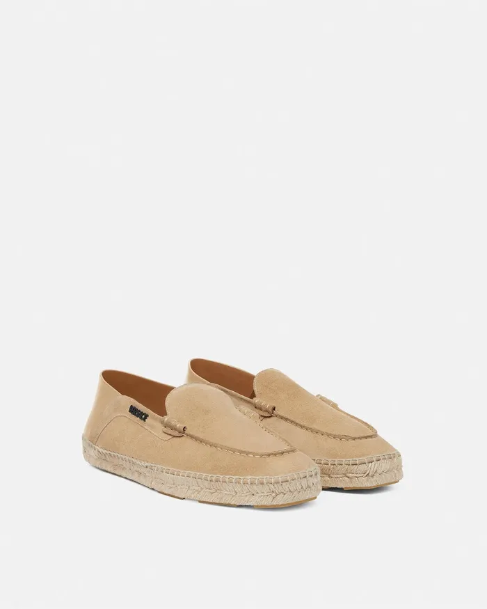 Versace Loafers and Slippers Men Logo Suede Espadrilles Beige