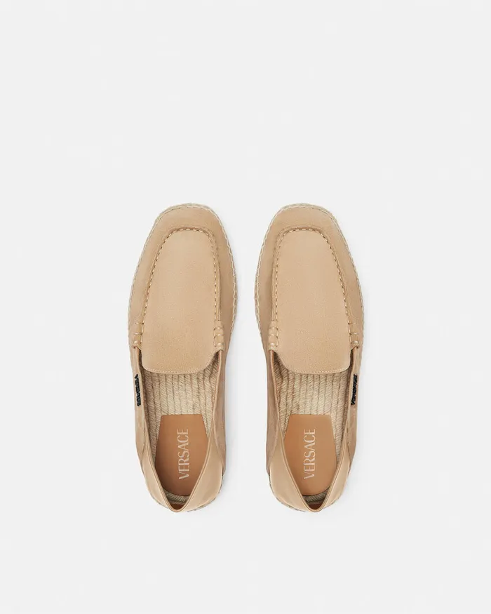 Versace Loafers and Slippers Men Logo Suede Espadrilles Beige