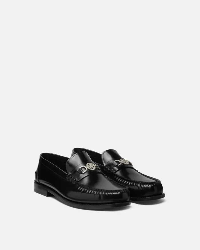 Versace Loafers and Slippers Men Medusa 03995 Loafers Blacksilver