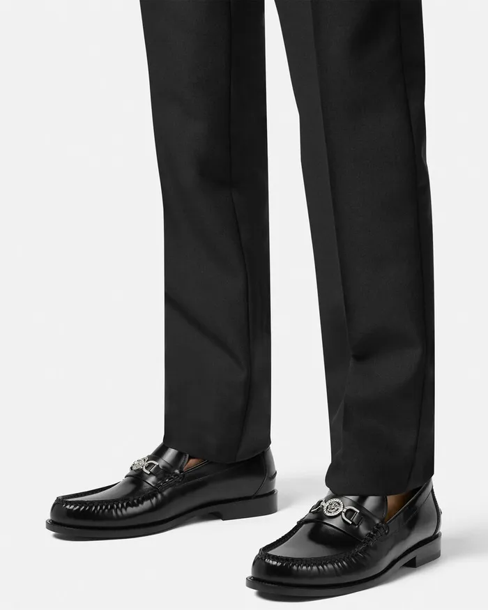 Versace Loafers and Slippers Men Medusa 03995 Loafers Blacksilver