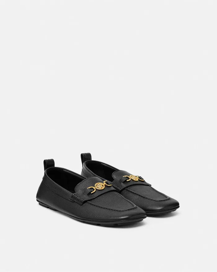 Versace Loafers and Slippers Men Villa Driver Shoes Blackgold
