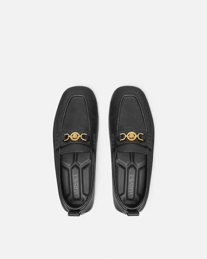 Versace Loafers and Slippers Men Villa Driver Shoes Blackgold
