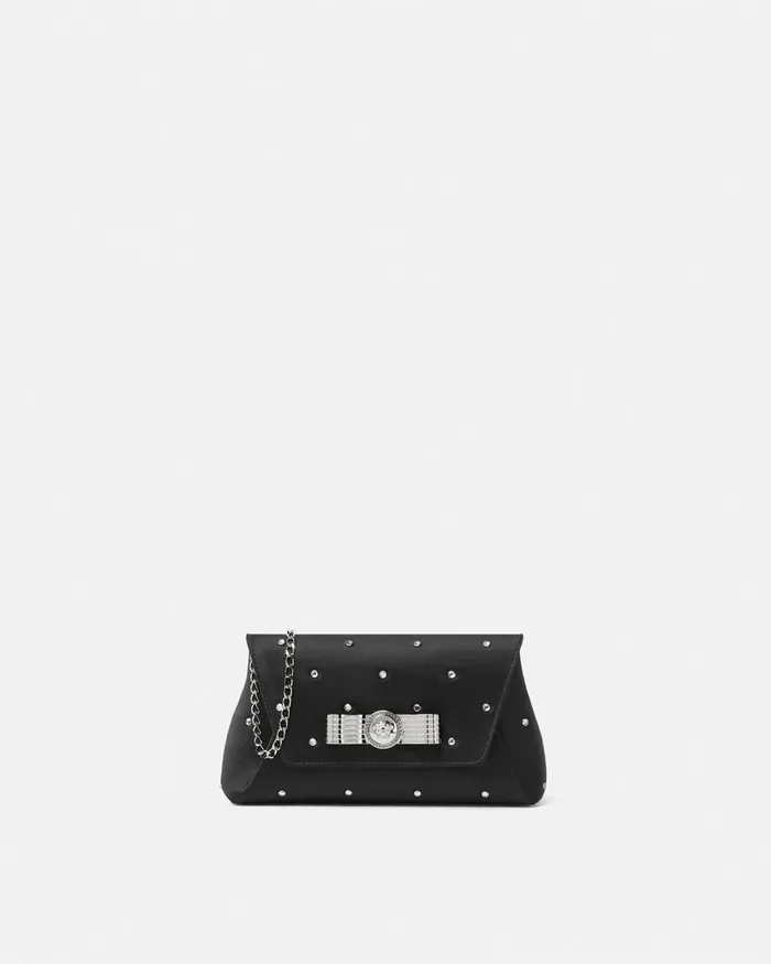 Versace Mini Bags and Clutches Women Cielo Stellato Gianni Ribbon Clutch Blacksilver