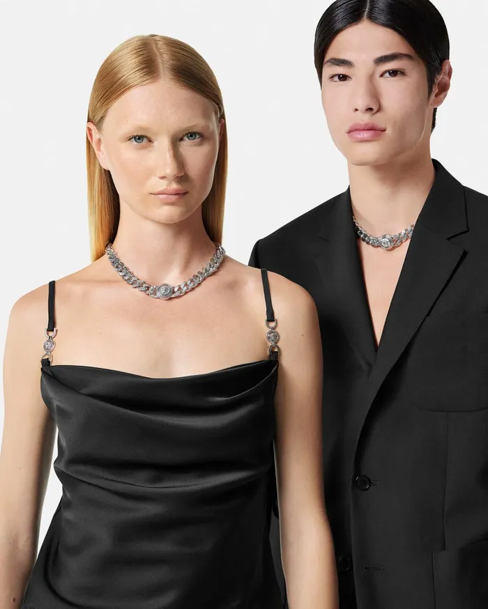 Versace Necklaces WomenMen Chain Medusa Necklace Silver
