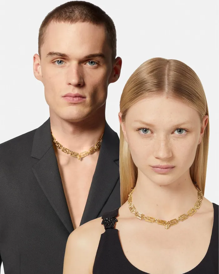 Versace Necklaces WomenMen Greca Necklace Light Gold