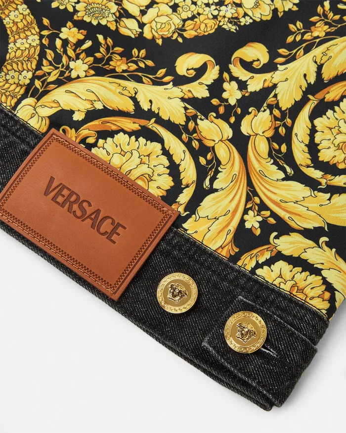 Versace Outerwear and Coats Women Barocco Oversized Denim Jacket Blackprint