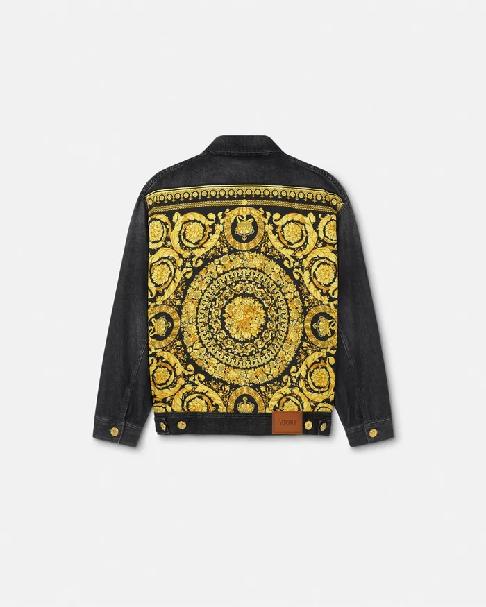 Versace Outerwear and Coats Women Barocco Oversized Denim Jacket Blackprint