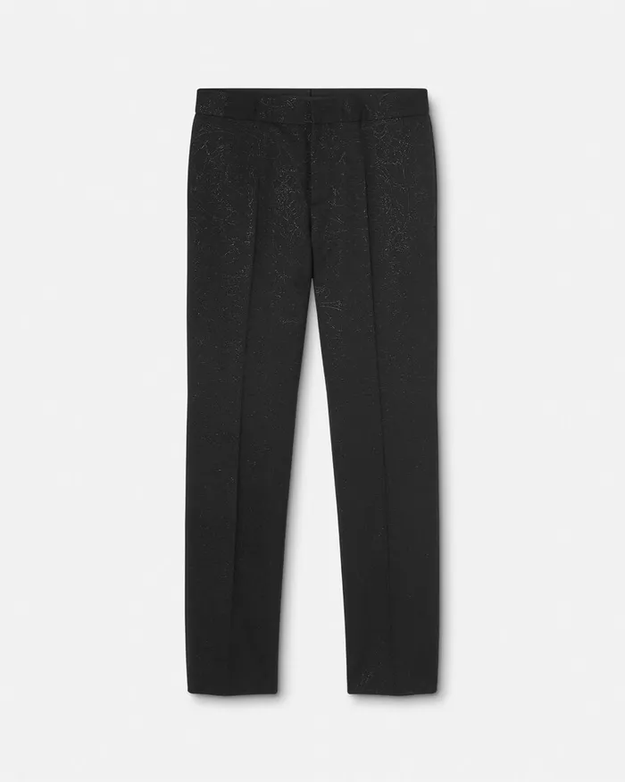 Versace Pants and Shorts Men Barocco Lurex Formal Pants Black