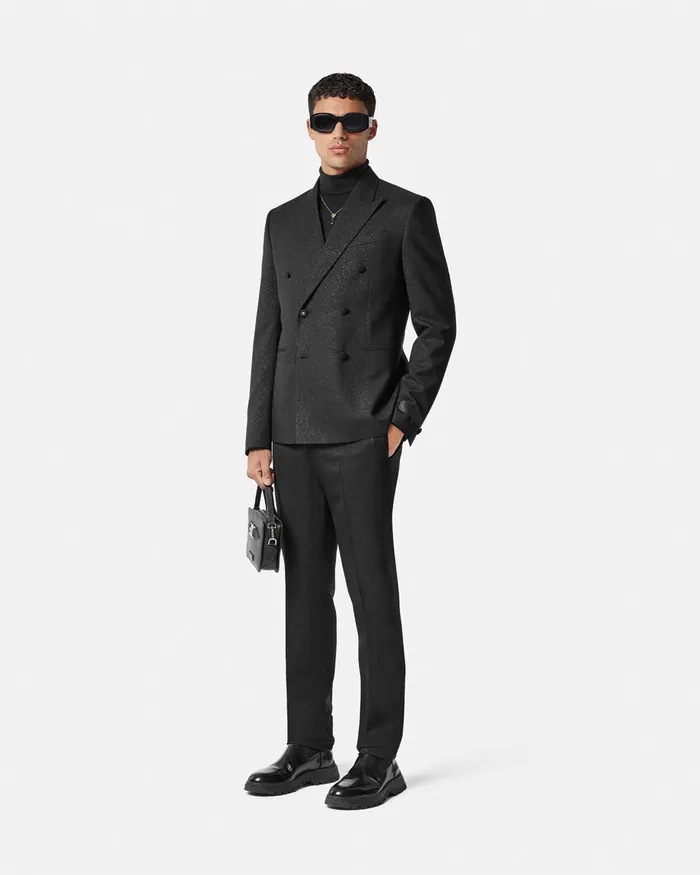 Versace Pants and Shorts Men Barocco Lurex Formal Pants Black