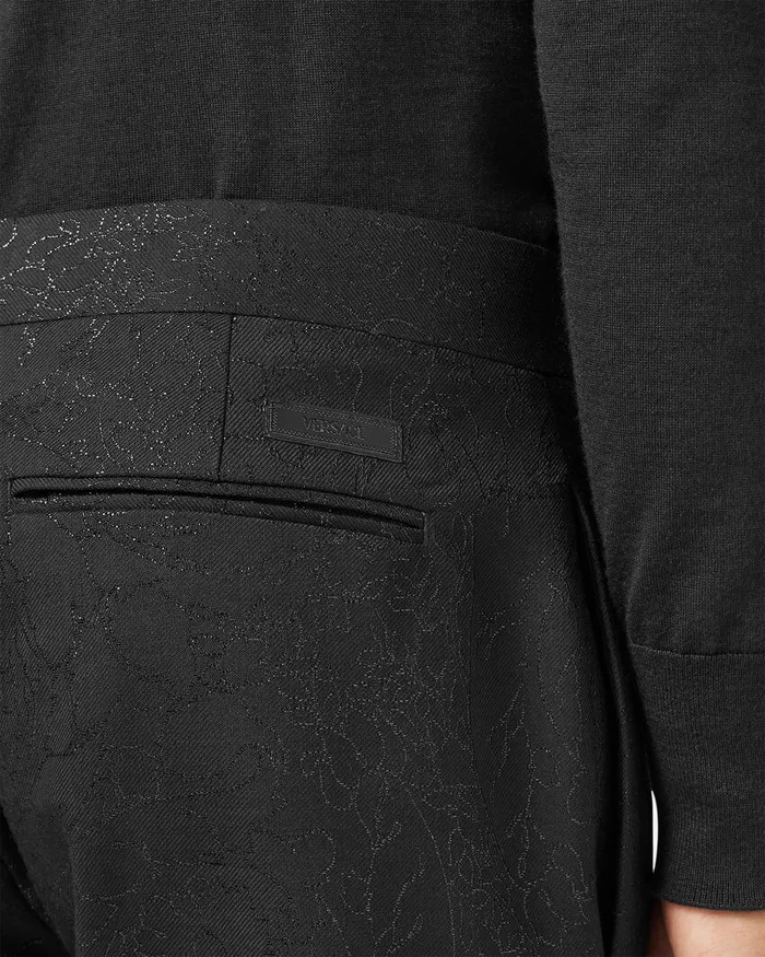 Versace Pants and Shorts Men Barocco Lurex Formal Pants Black