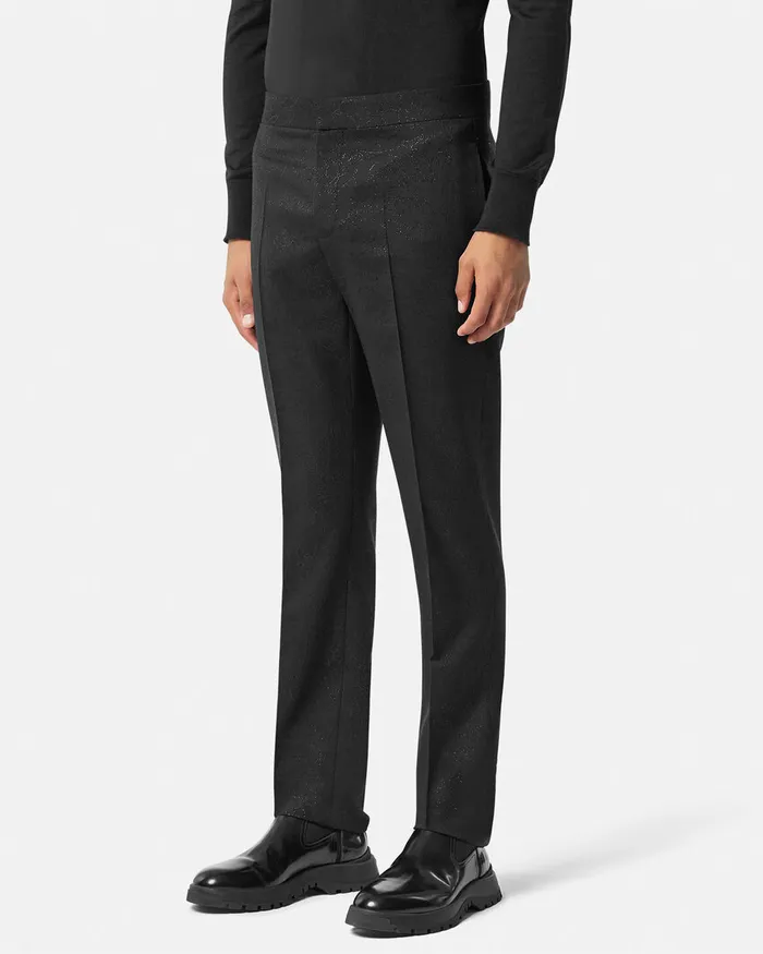 Versace Pants and Shorts Men Barocco Lurex Formal Pants Black
