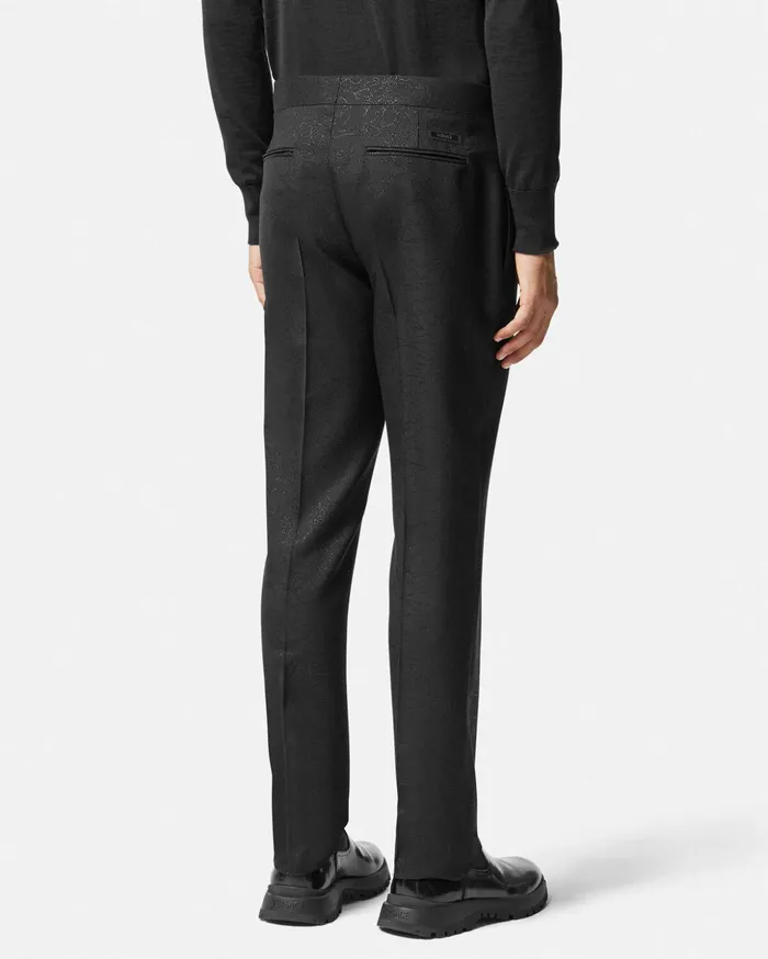 Versace Pants and Shorts Men Barocco Lurex Formal Pants Black