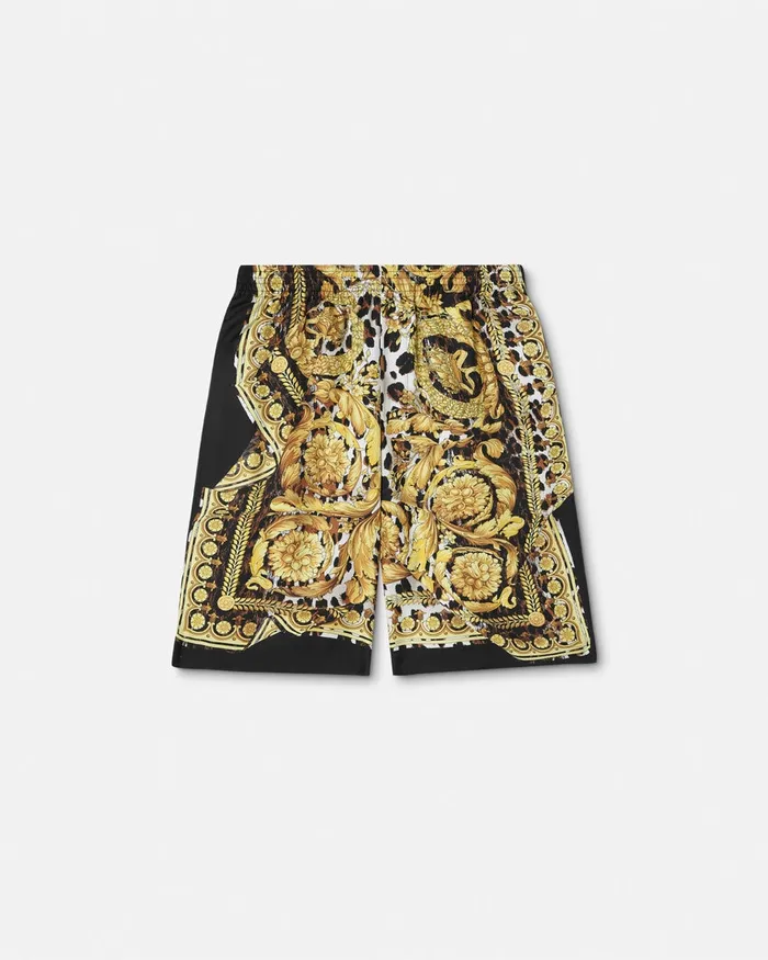 Versace Pants and Shorts Men Wild Barocco Illusion Silk Shorts Print